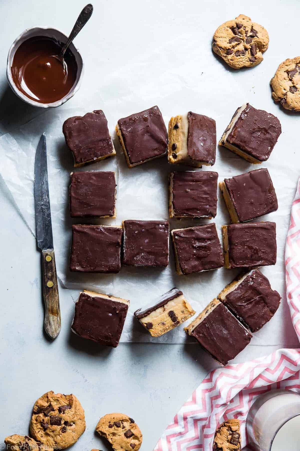 Dairy Free Cookie Dough Banana Ice Cream Bars - Love cookie dough? Then you NEED these Banana Ice Cream Bars! A healthy, vegan friendly and gluten and dairy free no bake Summer treat that is SO easy! Kids and adults will LOVE them! | #Foodfaithfitness | #Glutenfree #Vegan #Healthy #Dairyfree #Nicecream