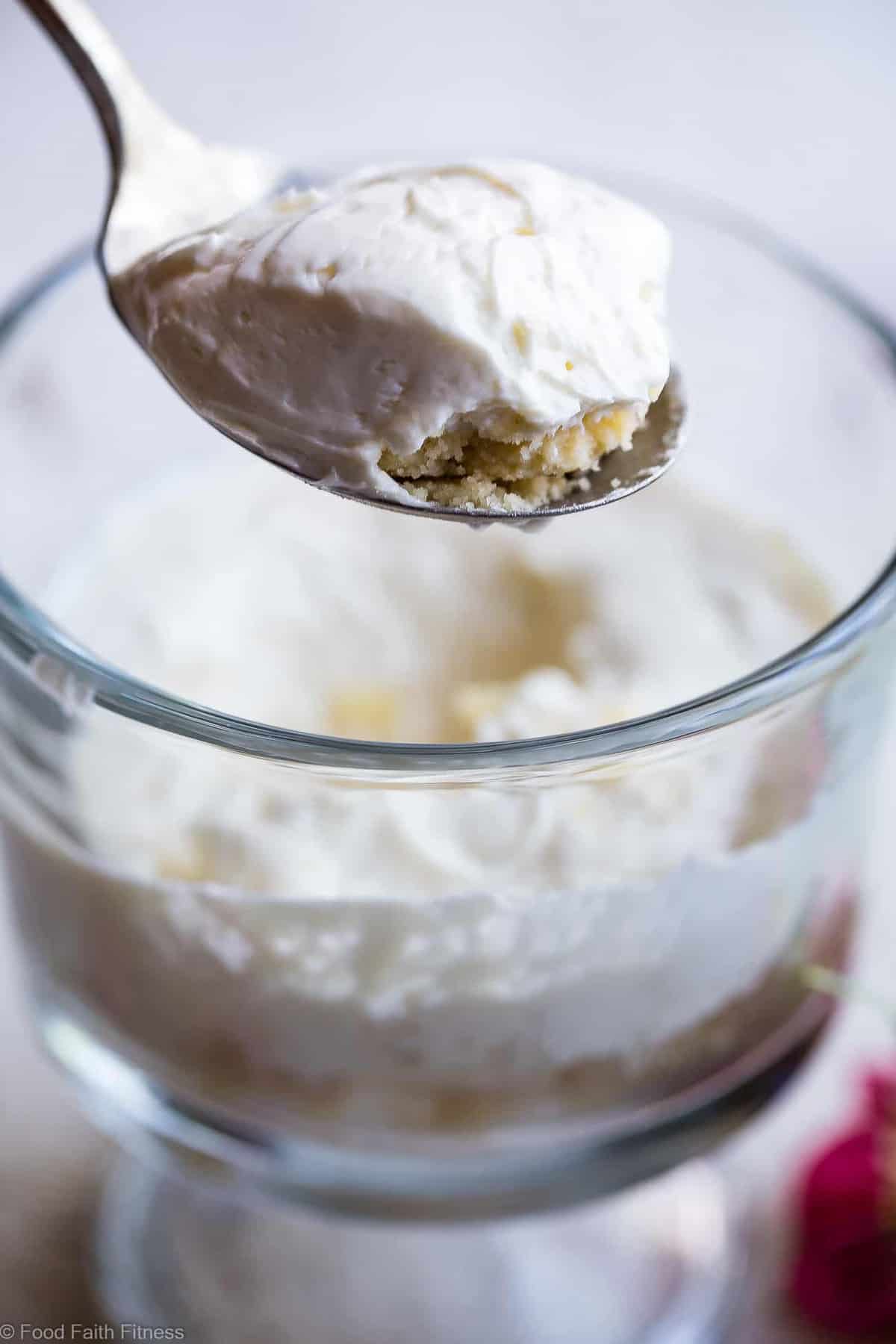 Easy Sugar Free No Bake Keto Cheesecake For One - Only 5 ingredients and gluten/grain/sugar free, low carb, keto friendly and protein PACKED! The BEST way to get your healthy dessert fix because you don't have to share! | #Foodfaithfitness | #Glutenfree #Keto #Lowcarb #Sugarfree #Cheesecake
