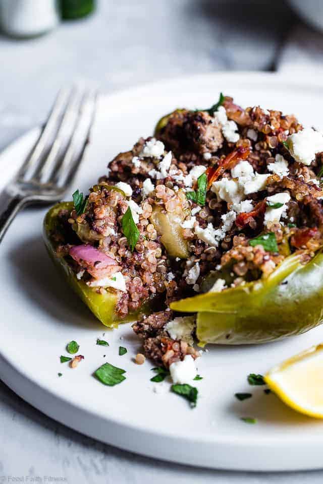 Greek Healthy Turkey Quinoa stuffed Bell Peppers | Food Faith Fitness