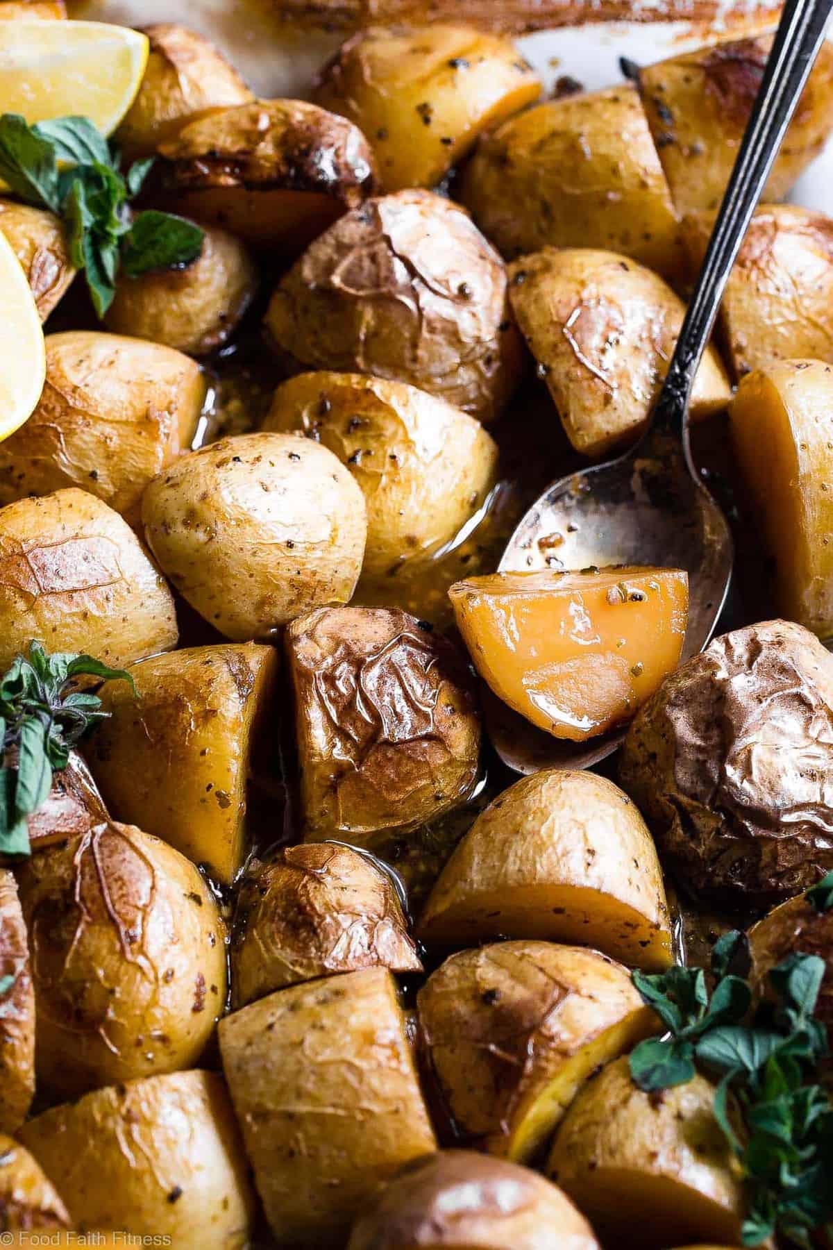 Oven Roasted Lemon Greek Potatoes - These are the BEST Oven Roasted Lemon Greek Potatoes! Tangy, zesty and so packed with flavor you will make them all the time! SO easy, whole30 complaint and vegan/ gluten free too! | #Foodfaithfitness | #Glutenfree #Vegan #Whole30 #Healthy #Dairyfree Oven Roasted Lemon Greek Potatoes - These are the BEST Oven Roasted Lemon Greek Potatoes! Tangy, zesty and so packed with flavor you will make them all the time! SO easy, whole30 complaint and vegan/ gluten free too! | #Foodfaithfitness | #Glutenfree #Vegan #Whole30 #Healthy #Dairyfree