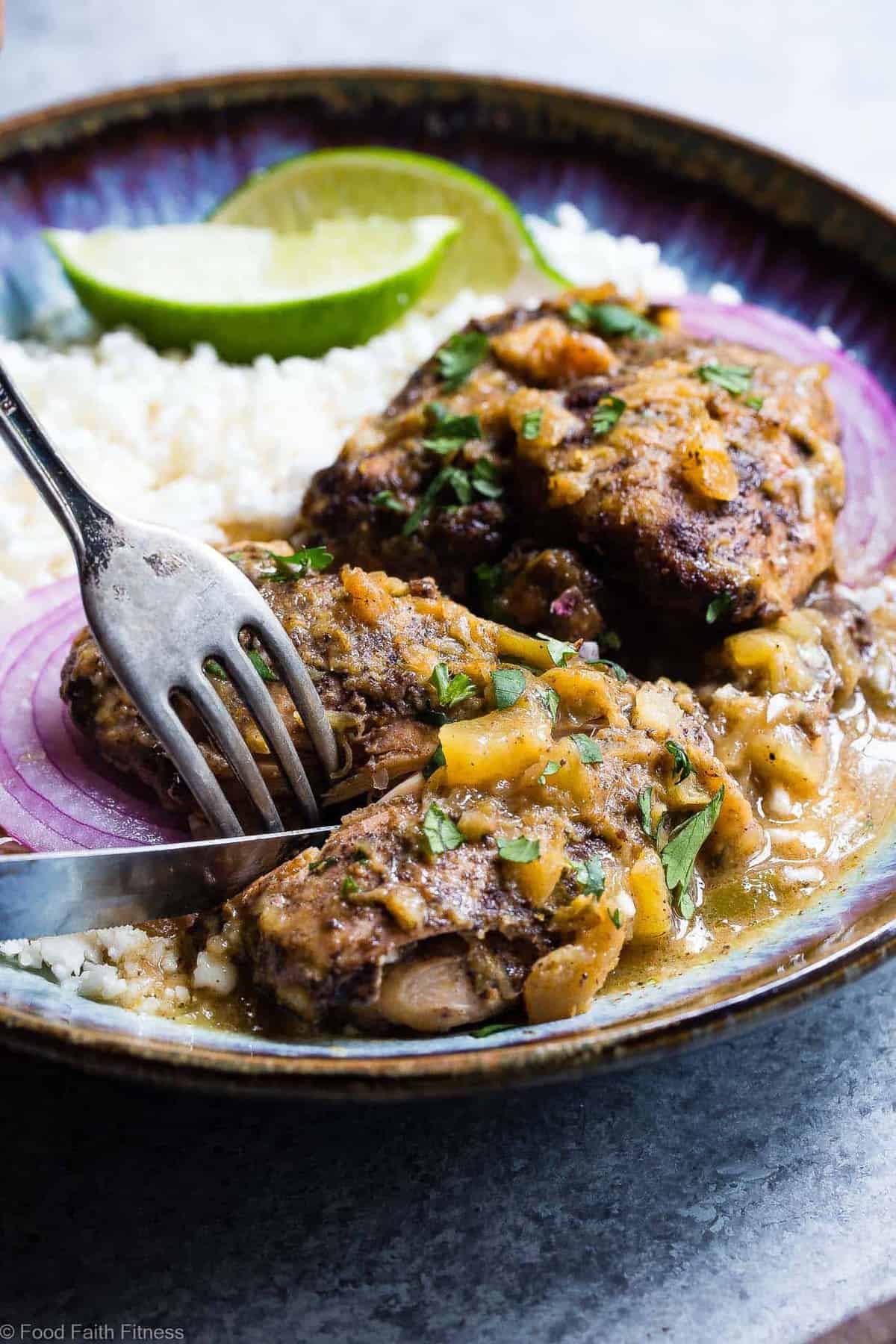 Whole30 Slow Cooker Jerk Chicken Curry - This crock pot jerk chicken curry is a CRAZY easy, weeknight dinner that is BIG on Island flavor! It's gluten free and paleo/whole30 compliant but it does not taste healthy AT all! Makes the BEST leftovers! | #Foodfaithfitness | #Glutenfree #Paleo #Whole30 #Dairyfree #Slowcooker Whole30 Slow Cooker Jerk Chicken Curry - This crock pot jerk chicken curry is a CRAZY easy, weeknight dinner that is BIG on Island flavor! It's gluten free and paleo/whole30 compliant but it does not taste healthy AT all! Makes the BEST leftovers! | #Foodfaithfitness | #Glutenfree #Paleo #Whole30 #Dairyfree #Slowcooker