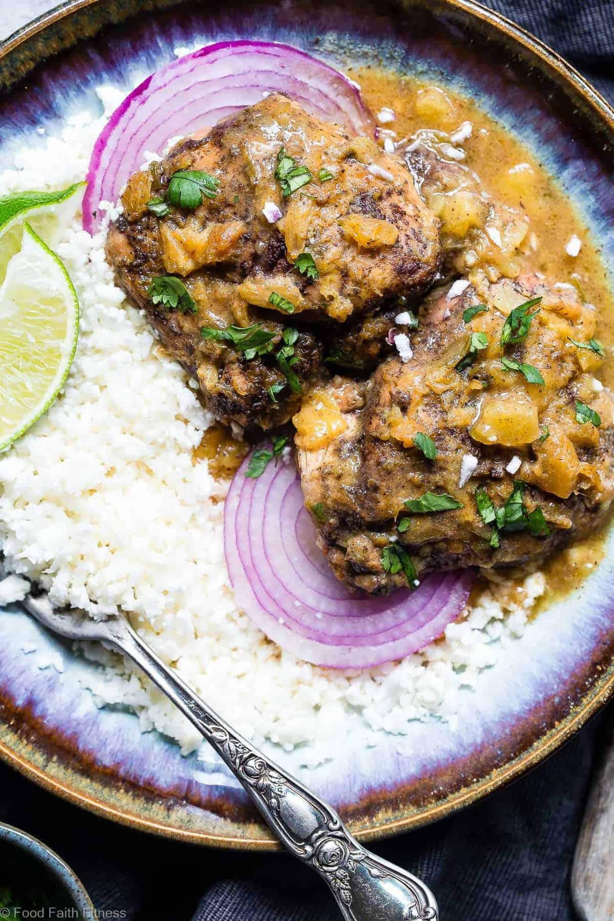 Whole30 Slow Cooker Jerk Chicken Curry - This crock pot jerk chicken curry is a CRAZY easy, weeknight dinner that is BIG on Island flavor! It's gluten free and paleo/whole30 compliant but it does not taste healthy AT all! Makes the BEST leftovers! | #Foodfaithfitness | #Glutenfree #Paleo #Whole30 #Dairyfree #Slowcooker Whole30 Slow Cooker Jerk Chicken Curry - This crock pot jerk chicken curry is a CRAZY easy, weeknight dinner that is BIG on Island flavor! It's gluten free and paleo/whole30 compliant but it does not taste healthy AT all! Makes the BEST leftovers! | #Foodfaithfitness | #Glutenfree #Paleo #Whole30 #Dairyfree #Slowcooker