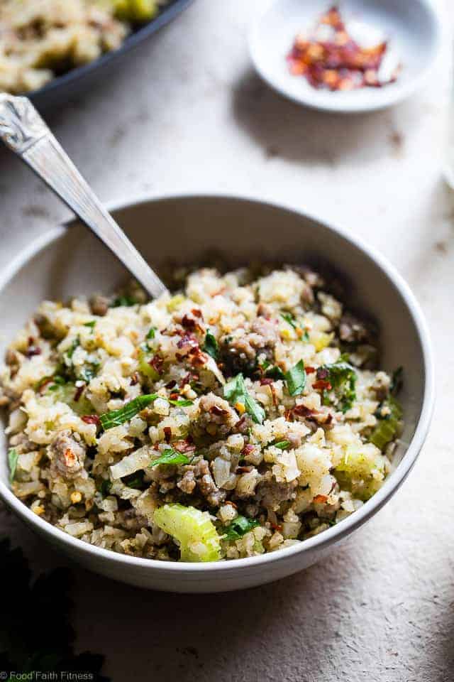 Keto Low Carb Riced Cauliflower Stuffing 