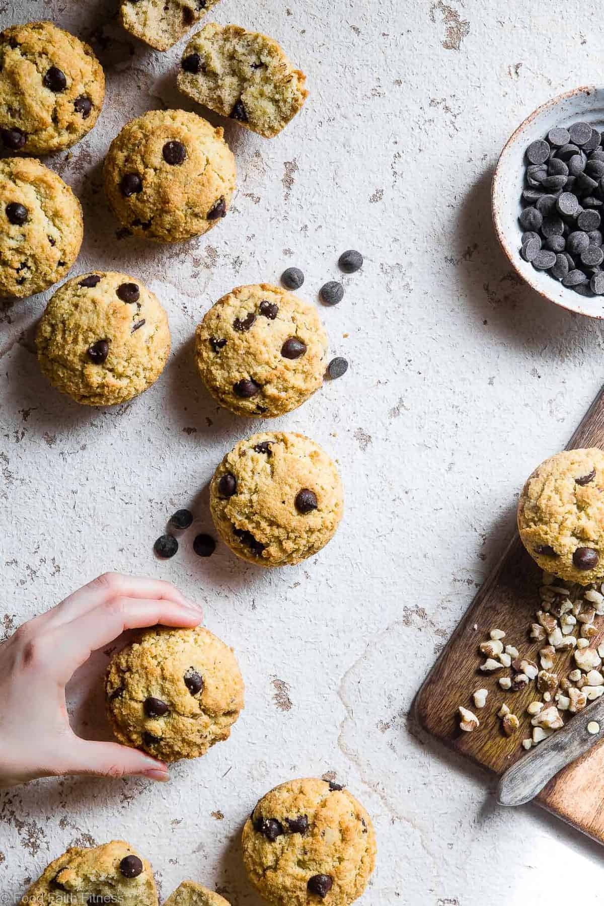 Walnut Chocolate Chip Keto Low Carb Muffins - These healthy, sugar free muffins are loaded with chocolate chips and black walnuts and are SO moist and fluffy you won't believe they're gluten free, keto AND paleo! | #Foodfaithfitness | #Keto #Lowcarb #Glutenfree #Paleo #Grainfree Walnut Chocolate Chip Keto Low Carb Muffins - These healthy, sugar free muffins are loaded with chocolate chips and black walnuts and are SO moist and fluffy you won't believe they're gluten free, keto AND paleo! | #Foodfaithfitness |