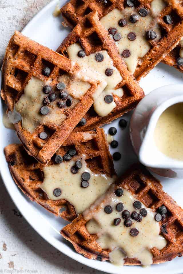 Eggnog Gluten-Free Vegan Waffles with Chocolate Chips