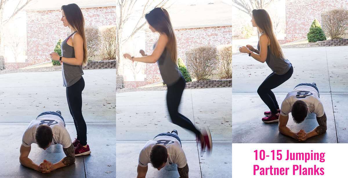 Quick At Home Partner Workout - This Quick, At Home Partner Workout is an easy way to get a workout in during busy seasons! Grab a partner and get your booty burning! | #Foodfaithfitness | #Workout #Fitness #Homeworkout #Healthy