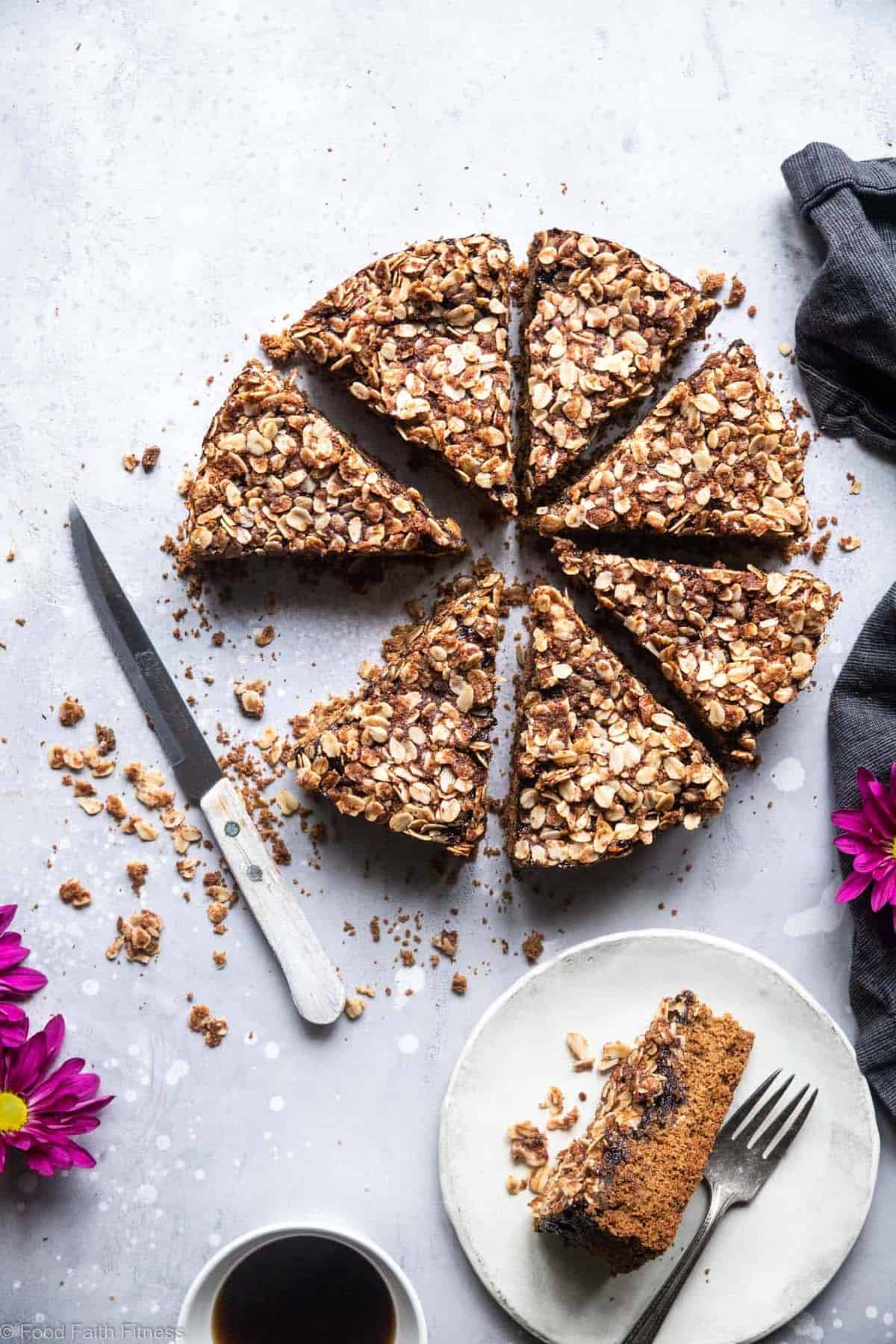 Gluten Free Vegan Coffee Cake - This tender, moist Gluten Free Coffee Cake has a tasty blackberry swirl and is loaded with a crunchy, crispy crumble topping! It's sure to be a hit and does not taste healthy! | #Foodfaithfitness | #Glutenfree #Vegan #dairyfree #eggfree #healthy Gluten Free Vegan Coffee Cake - This tender, moist Gluten Free Coffee Cake has a tasty blackberry swirl and is loaded with a crunchy, crispy crumble topping! It's sure to be a hit and does not taste healthy! | #Foodfaithfitness | #Glutenfree #Vegan #dairyfree #eggfree #healthy
