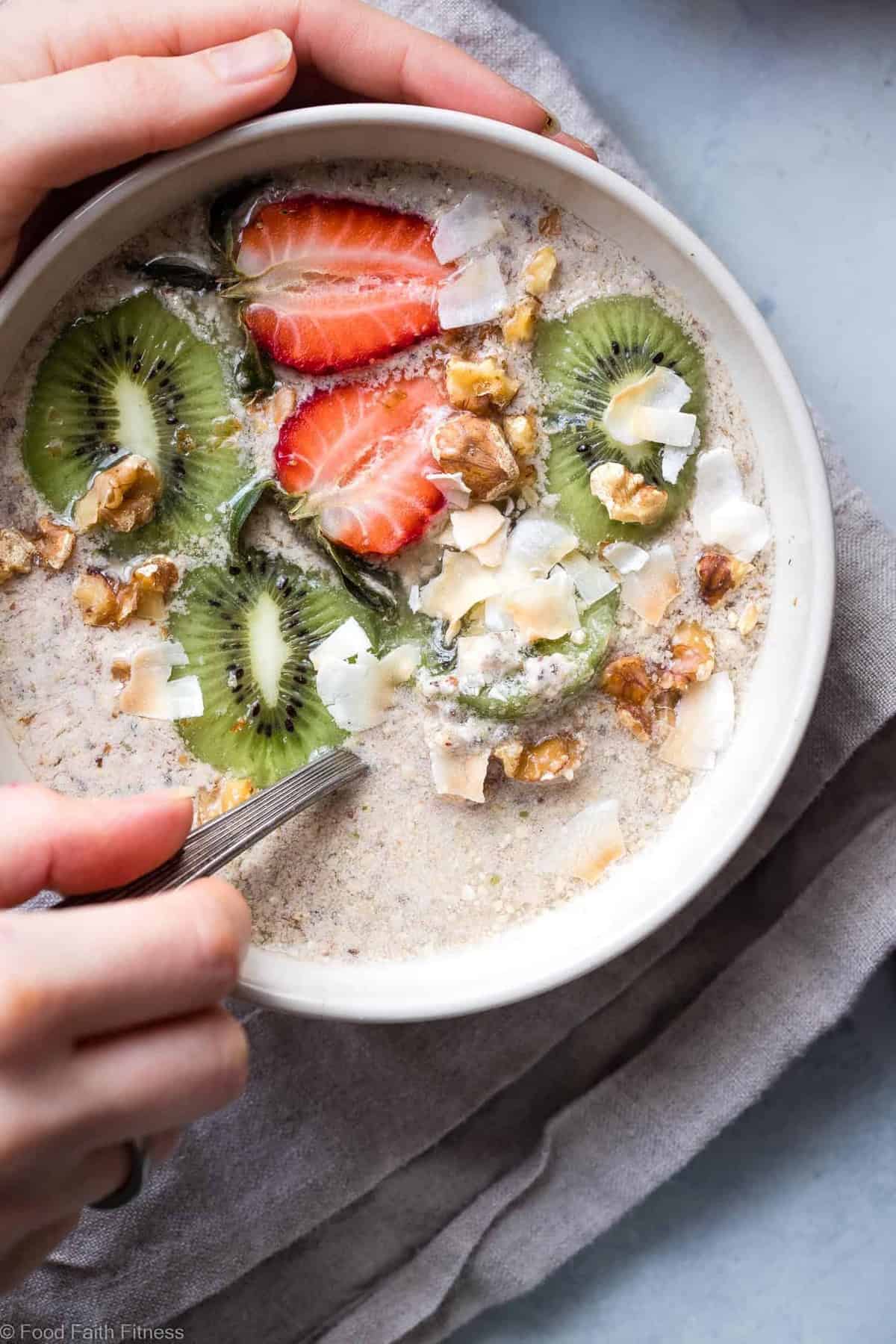 No Oats Paleo Oatmeal - This grain free oatmeal is an EASY, healthy recipe that you can make ahead for busy mornings! Loaded with healthy fat to keep you full too! | #Foodfaithfitness | #Glutenfree #dairyfree #paleo #grainfree #healthy No Oats Paleo Oatmeal - This grain free oatmeal is an EASY, healthy recipe that you can make ahead for busy mornings! Loaded with healthy fat to keep you full too! | #Foodfaithfitness | #Glutenfree #dairyfree #paleo #grainfree #healthy
