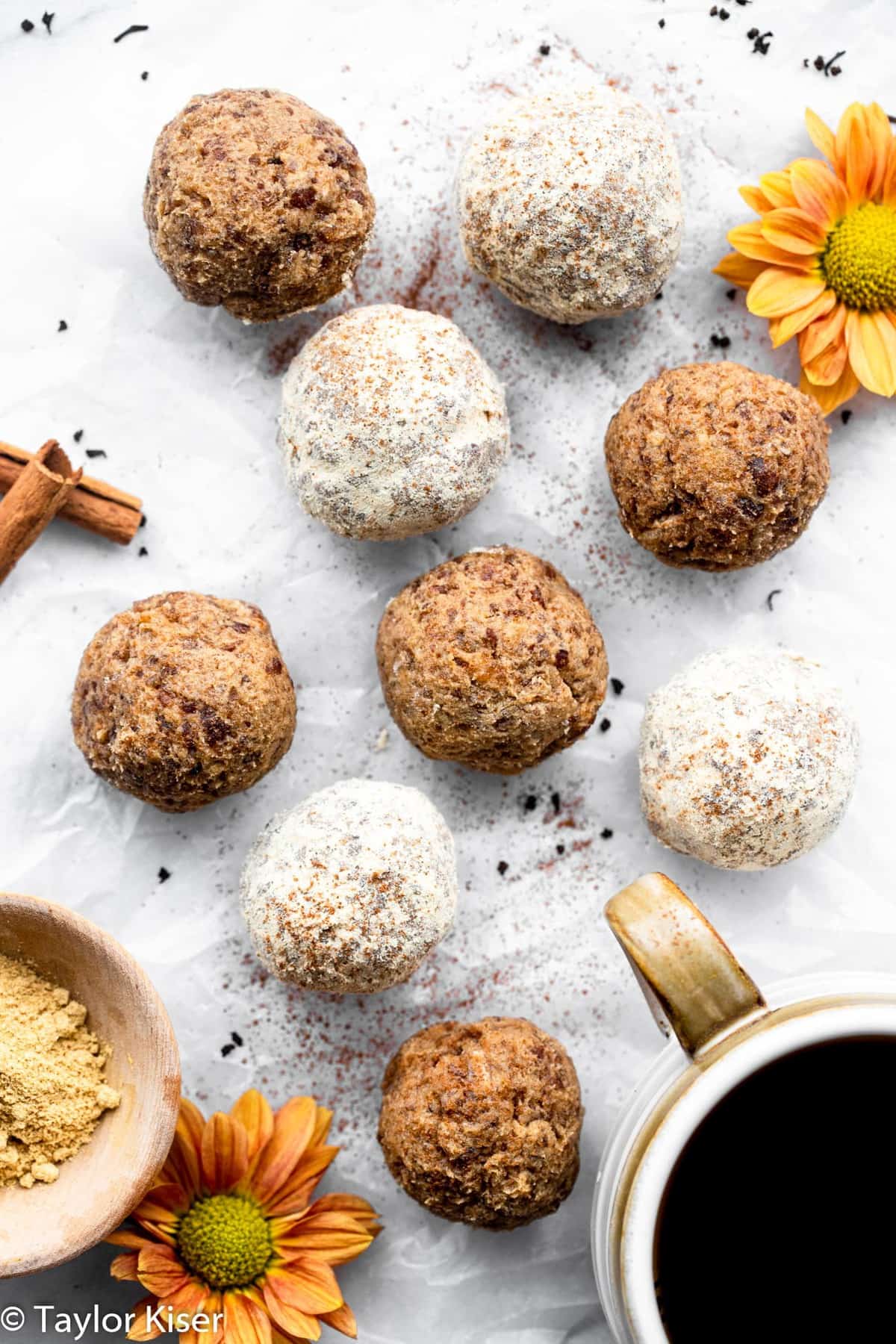 Chai Energy Balls - These Chai Energy Balls are an easy, vegan friendly and gluten free snack that is high in protein and perfectly chewy and spicy sweet! | #Foodfaithfitness | #Glutenfree #vegan #dairyfree #healthy Chai Energy Balls