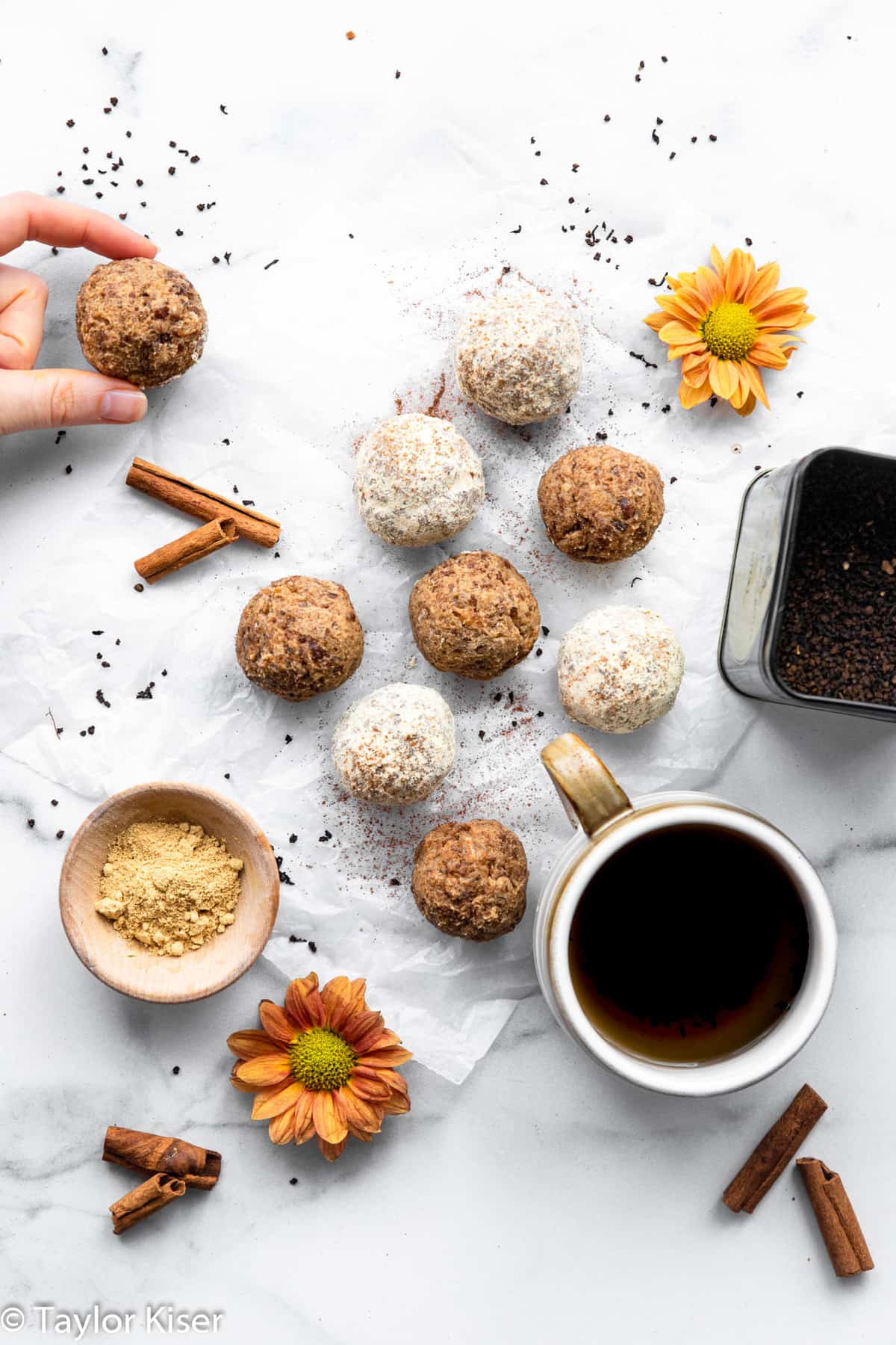 Chai Energy Balls - These Chai Energy Balls are an easy, vegan friendly and gluten free snack that is high in protein and perfectly chewy and spicy sweet! | #Foodfaithfitness | #Glutenfree #vegan #dairyfree #healthy Chai Energy Balls
