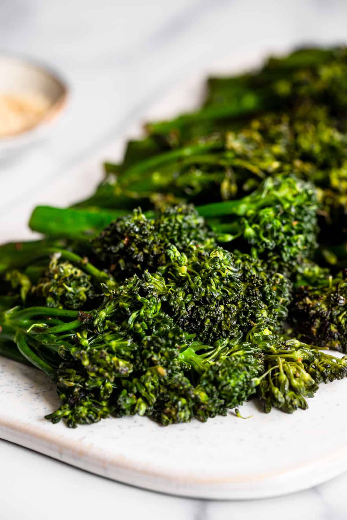 Sautéed broccolini stalks ready to be cooked