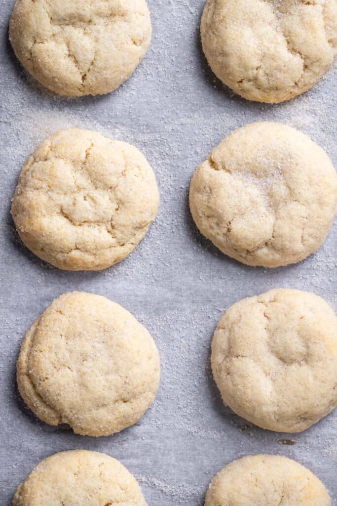 Eggless Sugar Cookies on a baking sheet