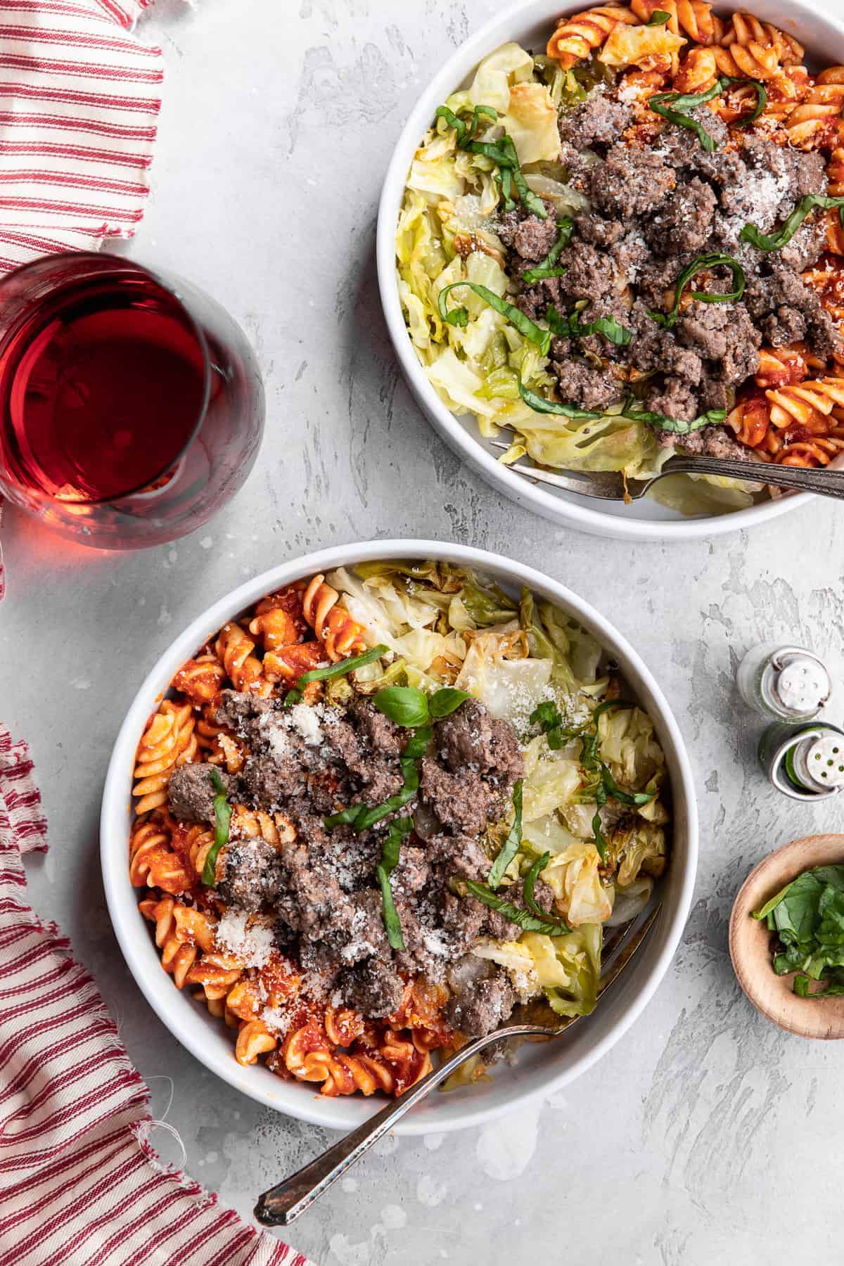 Beef and Cabbage Pasta Bowls