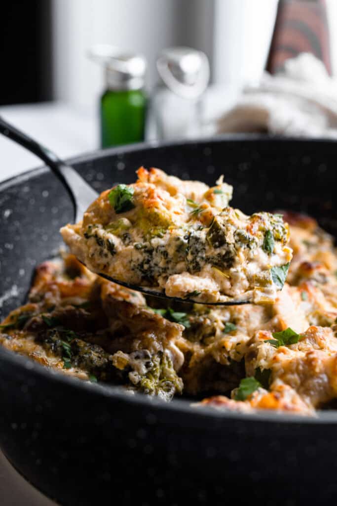 Keto Chicken Casserole in a large skillet