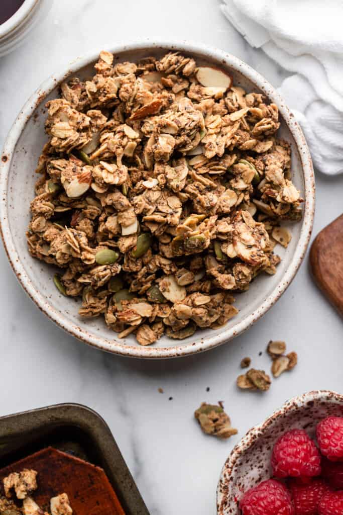 a large bowl of Protein Granola