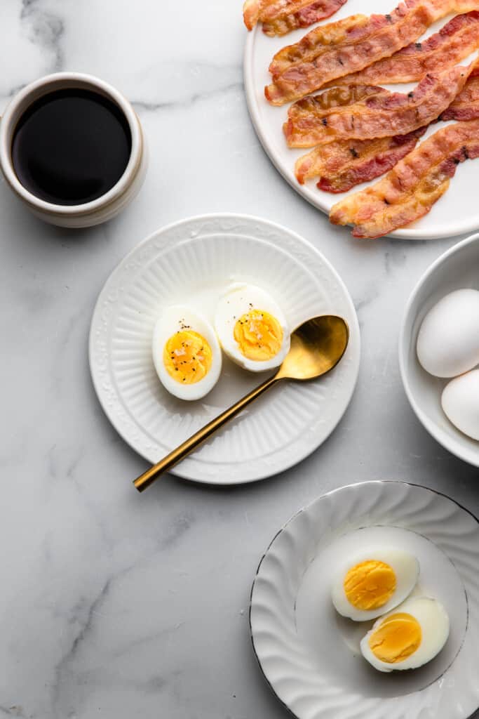 a Hard Boiled Eggs in the Microwave on a plate