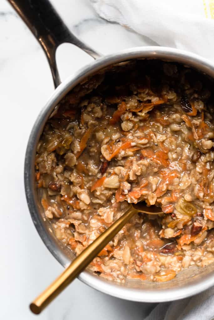 Carrot Cake Oatmeal in a pot