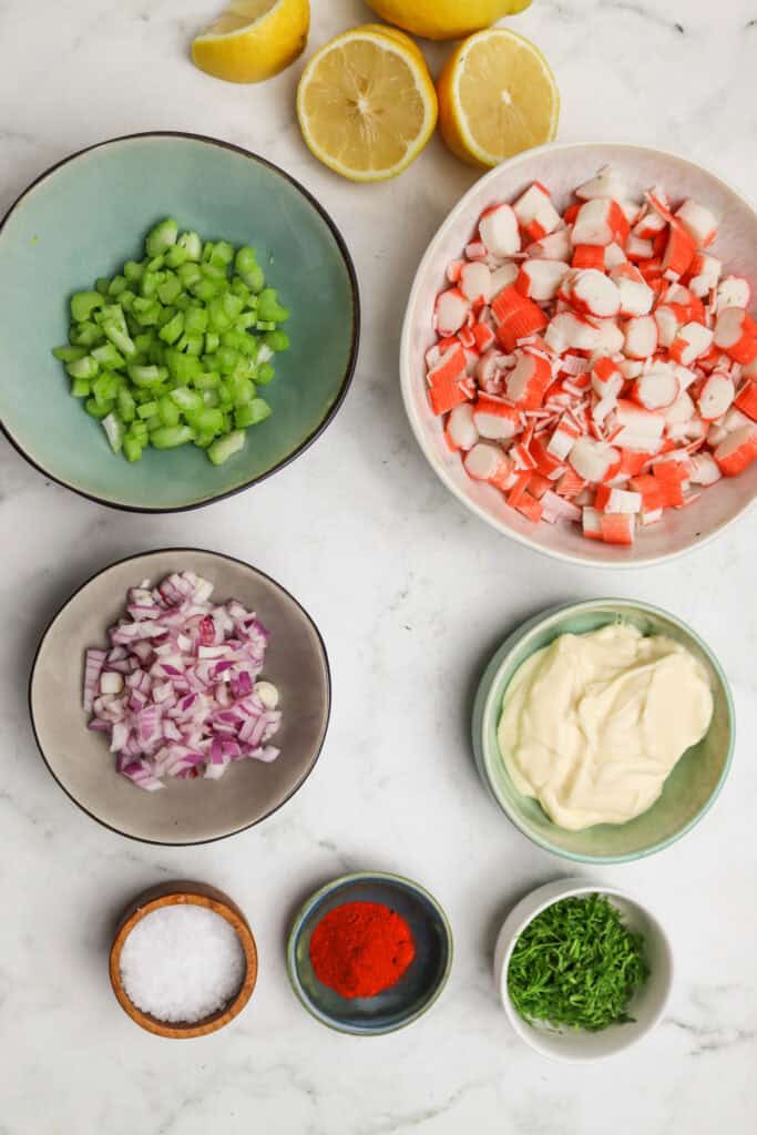 Crab Salad ingredients