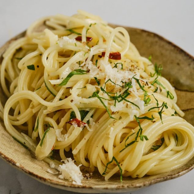 Angel hair pasta close shot