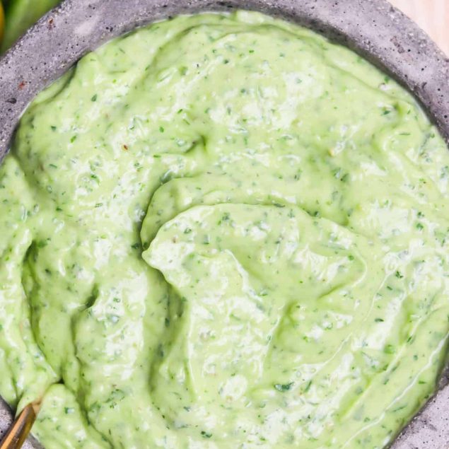 Green goddess dressing above shot