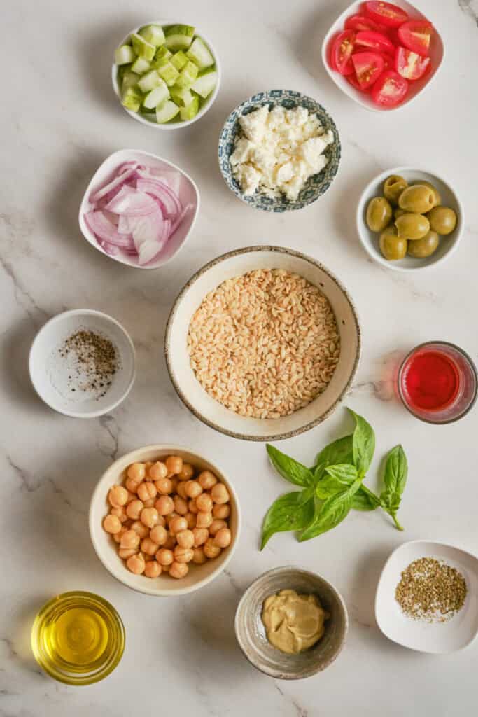 The Best Orzo Salad ingredients