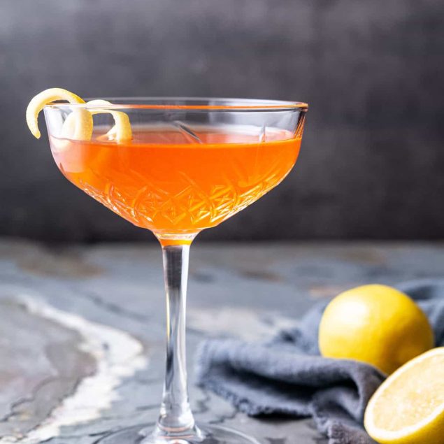 Paper plane cocktail side shot one glass