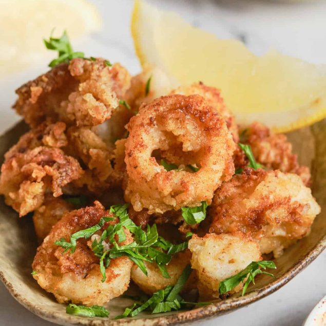 Crispy fried calamari