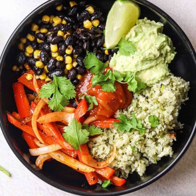 Cauliflower Rice Burrito Bowl Recipe featured image below
