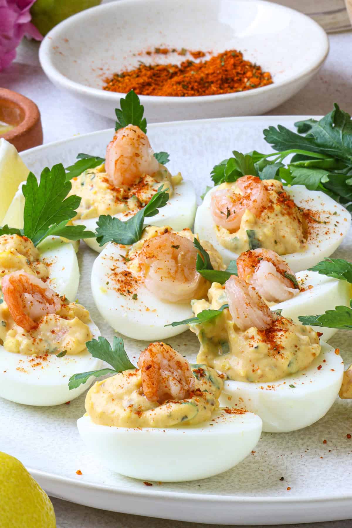 Shrimp Deviled Eggs [www.foodfaithfitness.com]