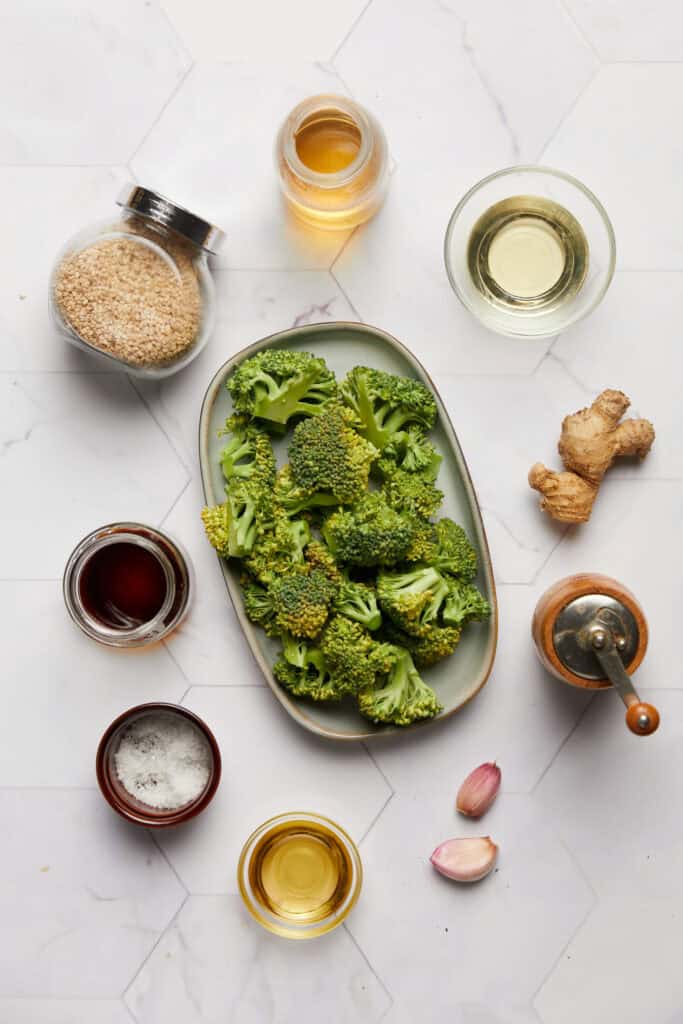 Broccoli fry with ginger and sesame