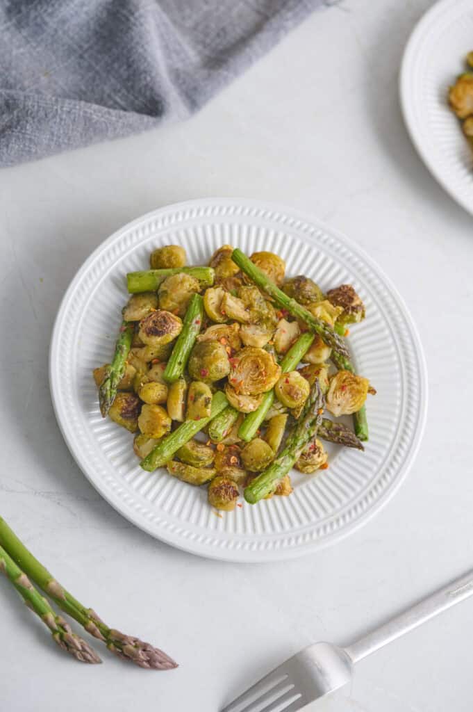 Roasted Brussels Sprouts and Asparagus