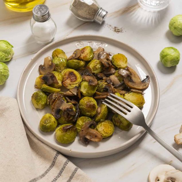 Roasted Brussels Sprouts with Mushrooms