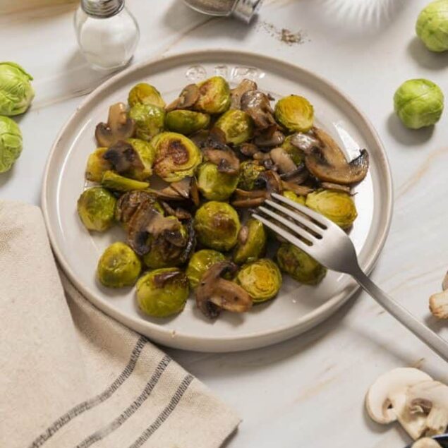 Roasted Brussels Sprouts with Mushrooms