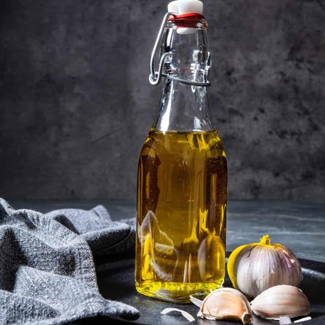 Garlic filled with olive oil