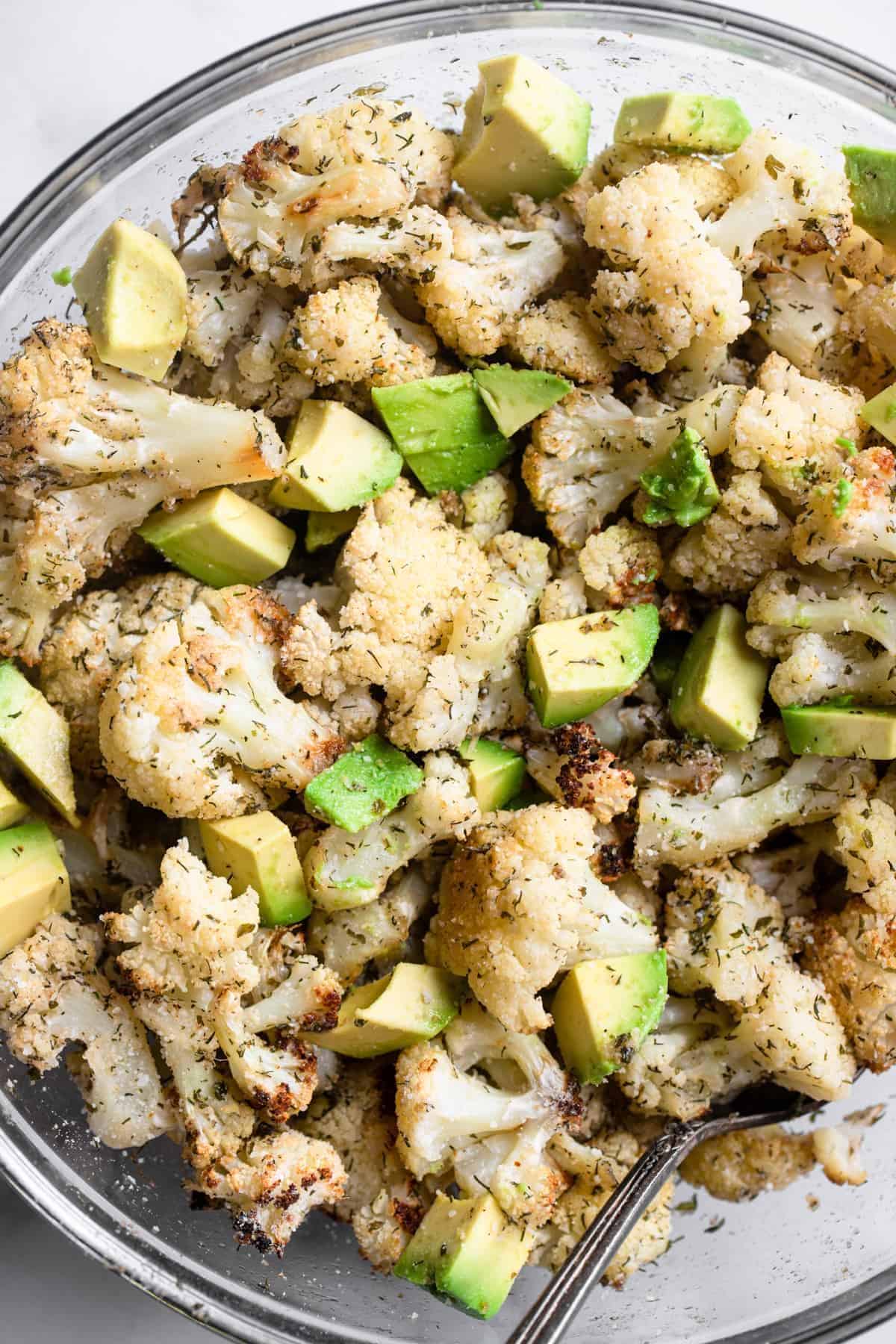 Parmesan-Roasted Ranch Cauliflower With Avocado