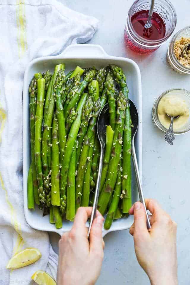 Easy Blanched Asparagus Recipe with Maple Dijon Vinaigrette