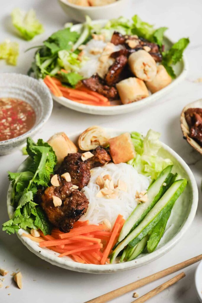 Vietnamese Noodle Bowls (Bun Thit Nuong Cha Gio)