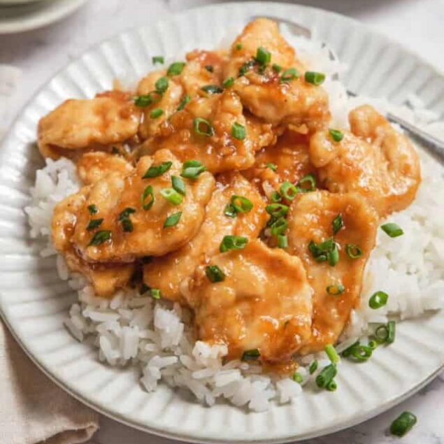 Savory shrimp stir-fry served over white rice topped with green onions, perfect for healthy meal prep and balanced eating.