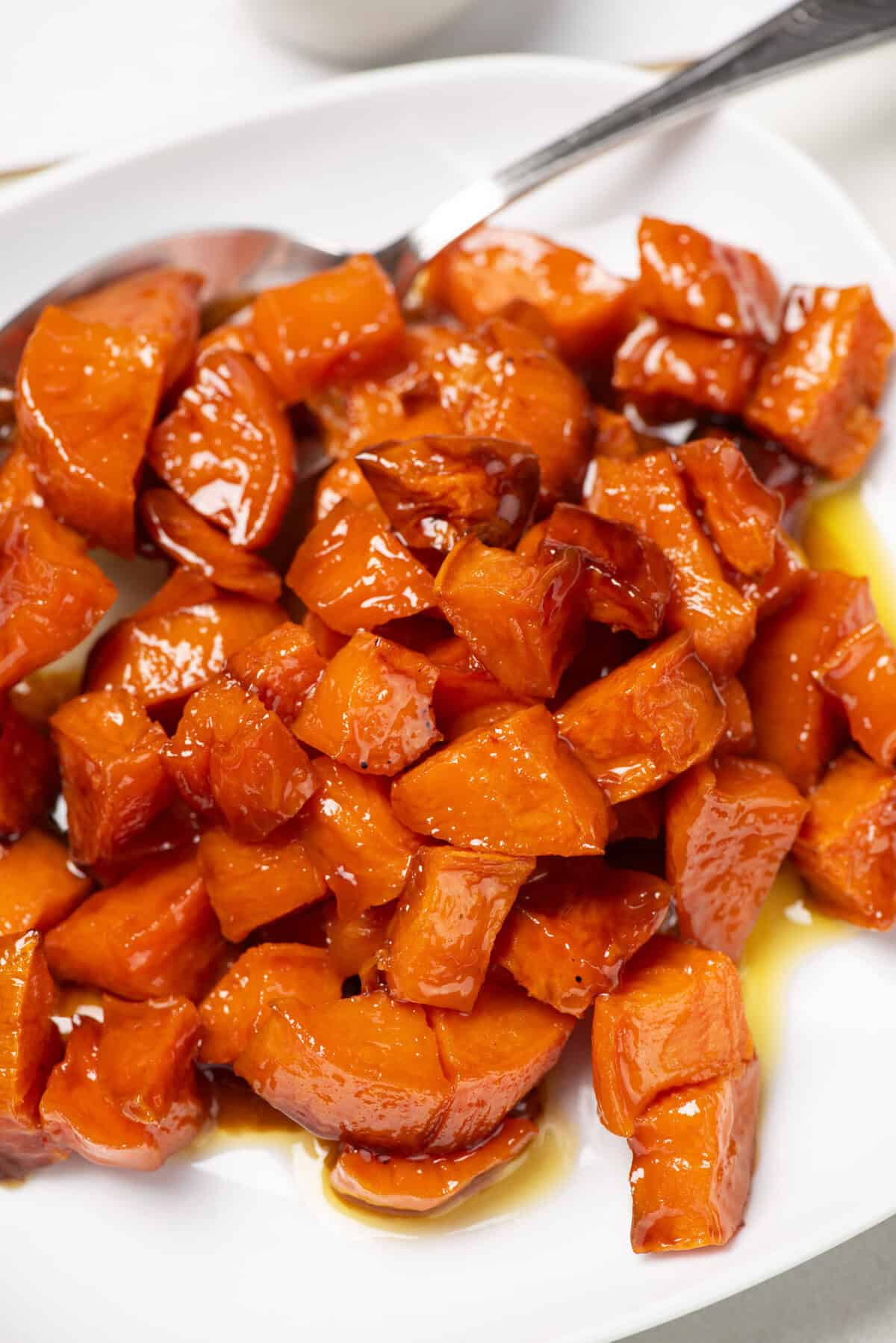Sweet roasted sweet potatoes with honey and cinnamon, healthy and delicious side dish or snack, perfect for clean eating, meal prep, and balanced nutrition.