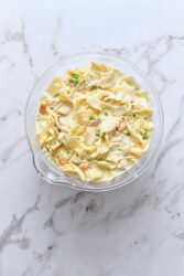 Creamy chicken and vegetable pot pie filling with peas, carrots, and tender shredded chicken in a flavorful, healthy homemade sauce. Perfect for meal prep and nutritious comfort food.