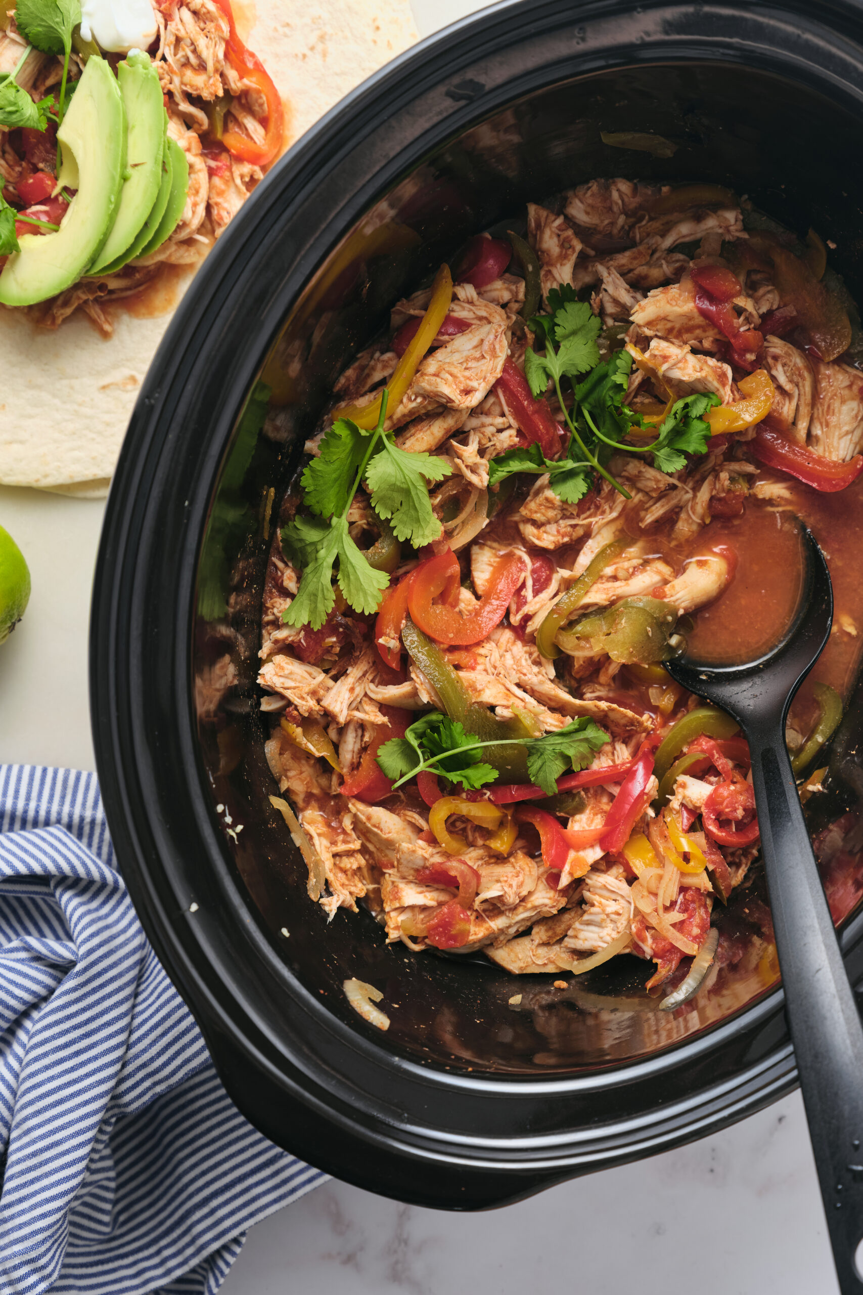 Slow-Cooker Chicken Fajitas shot from above