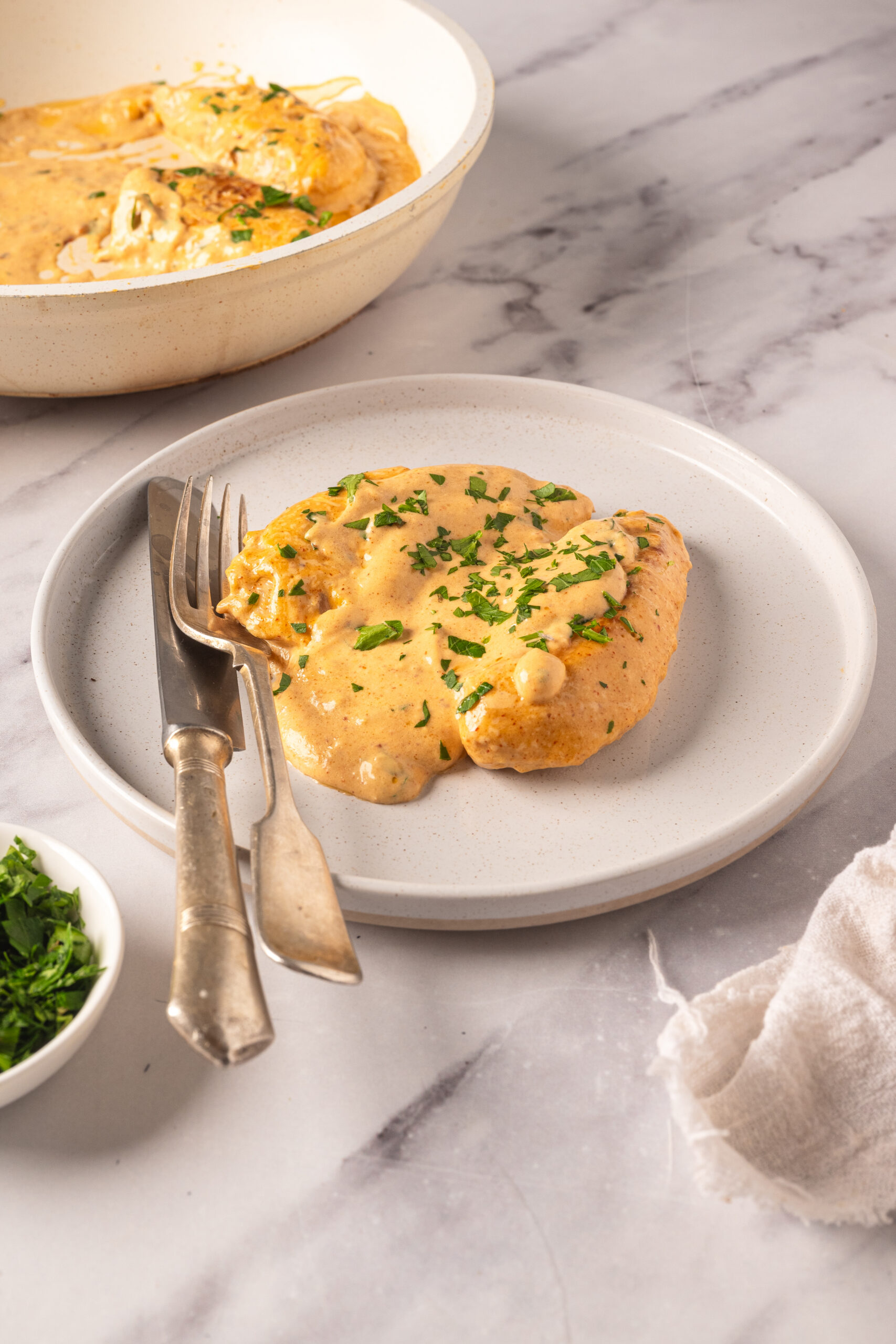 Chicken Lazone on a plate.