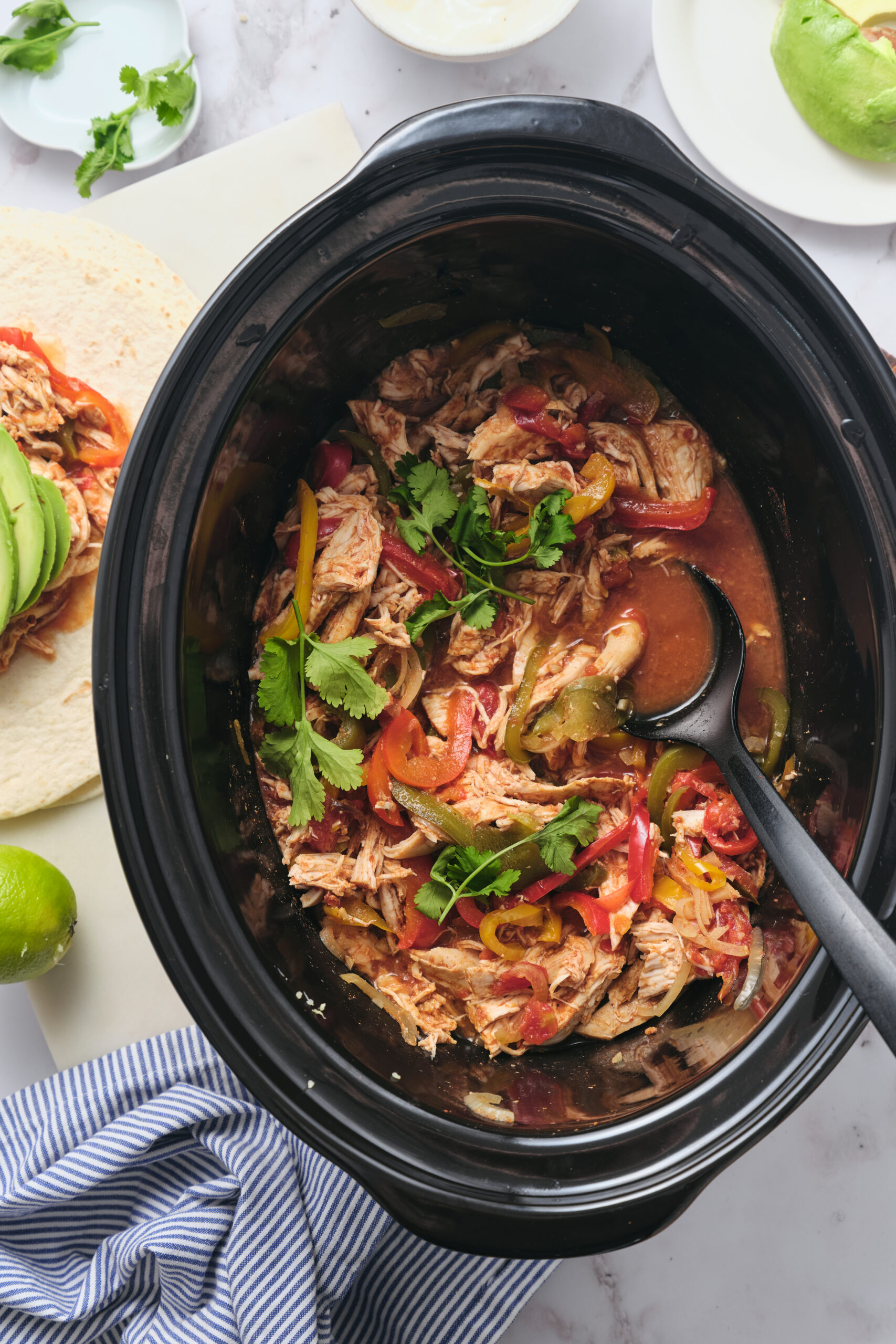 Slow-Cooker Chicken Fajitas shot from above