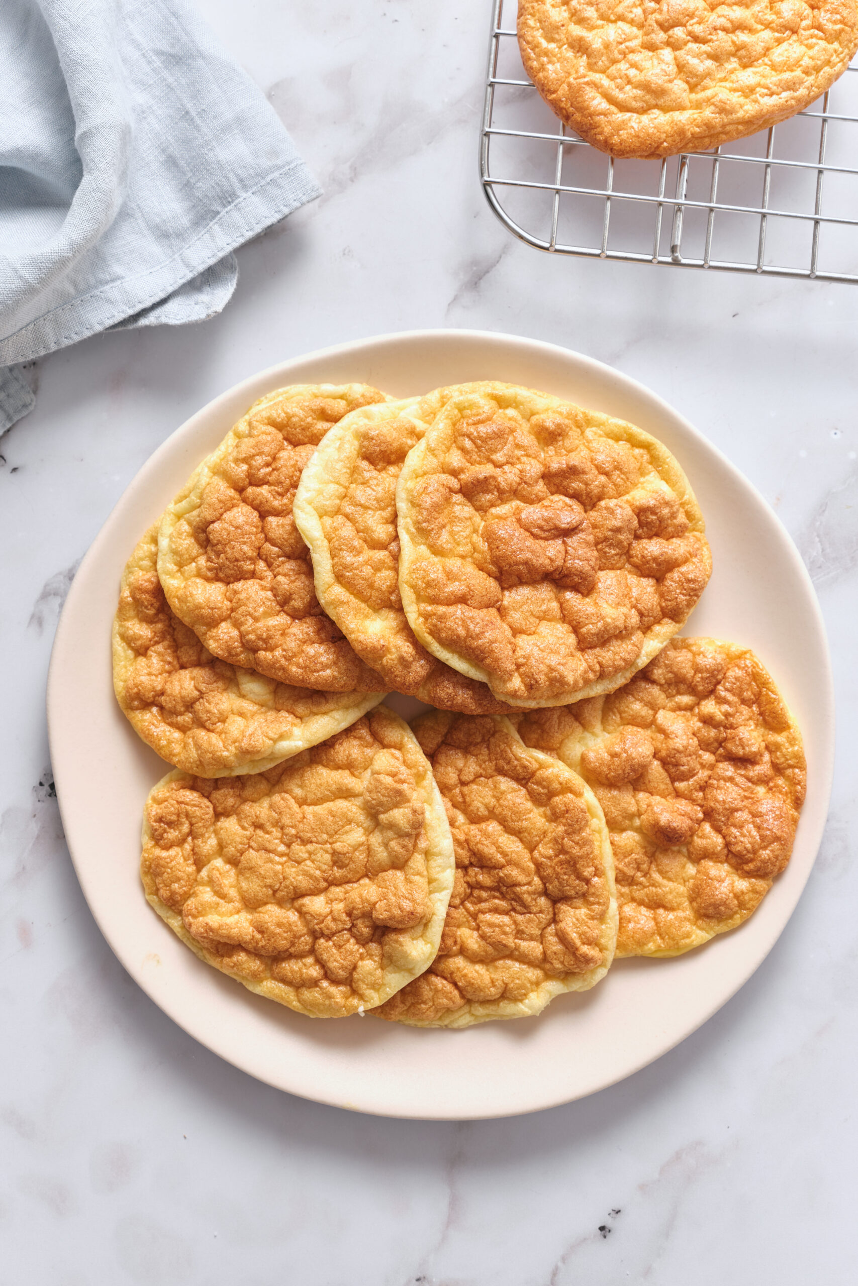 Cloud Bread on a plate shot from above