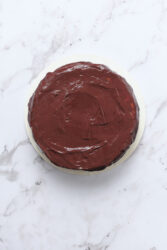 Peanut butter cheesecake topped with a rich chocolate ganache.